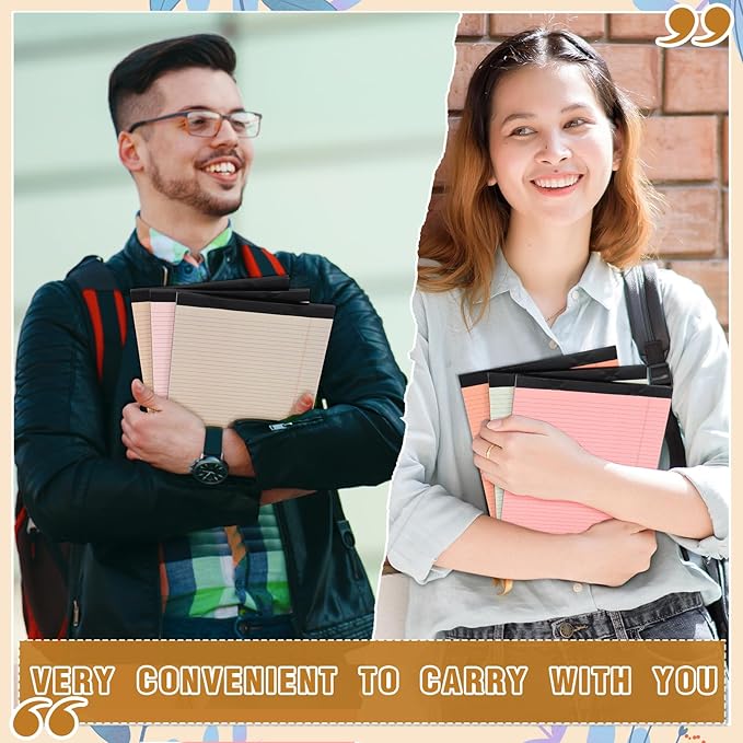 Fuutreo 8 Pcs 8.5'' x 11'' Colored Legal Pad Writing Pads Narrow Ruled 50 Sheets Per Notepad Perforated Writing Notepad Office Supplies for College Office Business (Bohemian Color)