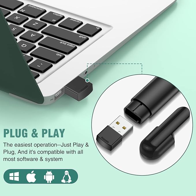 Wireless Presentation Clicker with Air Mouse Function - Rechargeable RF 2.4GHz USB Slide Clicker for Powerpoint, Mac, Laptop, Computer