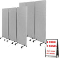 Soundproof Room Divider W/Wheels, 66in Office Dividers for Sound Proofing & Reducing, Sound Proof Dividers for Office Partitions Portable Acoustic Wall Divider (Cool Grey, 3 Panel+3 Panel)