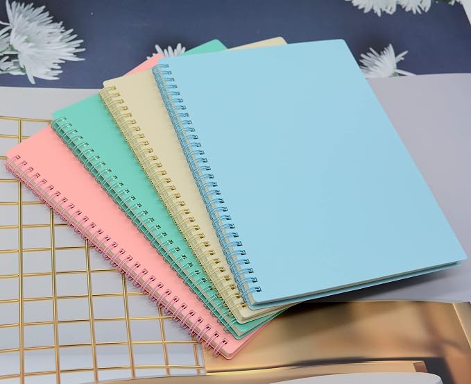 Yansanido Spiral Notebook, 8 Pcs 10.5 Inch x 7.45 Inch B5 Thick Plastic Hardcover 7mm College Ruled 8 Color 80 Sheets -160 Pages Journals for Study, Work, Travel and Notes (B5, 8 Pcs 8 Color)