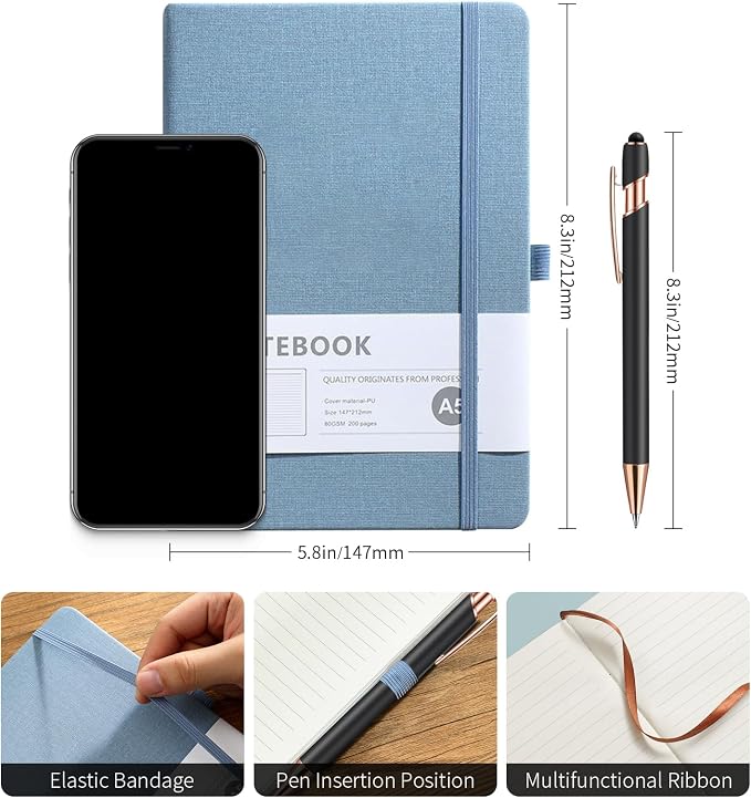 Personalized Notebook with Pen - Customizable A5 Journal Notebook Daily Journals For Writing - 5.8 x 8.3 Journal with 192 Pages 100Gsm Lined Paper for School, Travel, Business, Pink