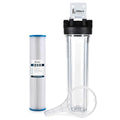 Well Water Whole House Sediment & Rust Complete Filtration System, Pleated Washable filter, 20" Clear Housing 1" Ports