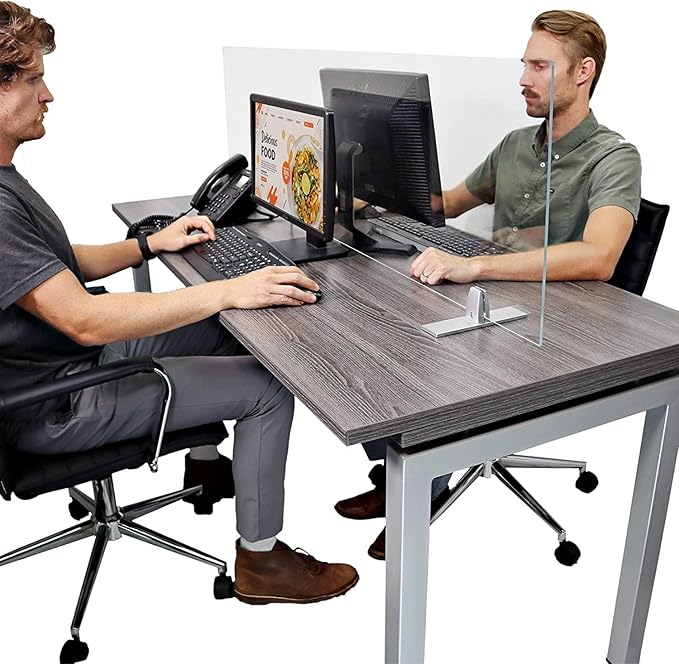 OBEX Acrylic Free Standing Screen, Divider for Desk Privacy Home & Office Partitions for Table Top Workstation, Portable Cubicle Panel for Work, 18" x 30", Clear