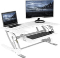 VIVO 36 inch Height Adjustable Stand Up Desk Converter, V Series, Quick Sit to Stand Tabletop Dual Monitor Riser Workstation, White, DESK-V000VW
