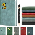 ENOMY Personalized Notebook Journal & 10 PC Pens Set Custom Notebook with Pen 240 Pages A5 Hardcover Journal for Men Women Leather Notebook for Work College Graduation Gifts, LightBlue