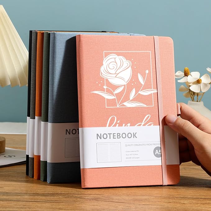 Personalized Notebook with Pen - Customizable A5 Journal Notebook Daily Journals For Writing - 5.8 x 8.3 Journal with 192 Pages 100Gsm Lined Paper for School, Travel, Business, Pink