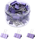 Temiary Aesthetic Binder Clips, Small Metal Binder Clip with Clear Storage Container, Binding Paperwork Clamps for School Teachers Office Supplies (Purple 0.98 Inch, 48P)