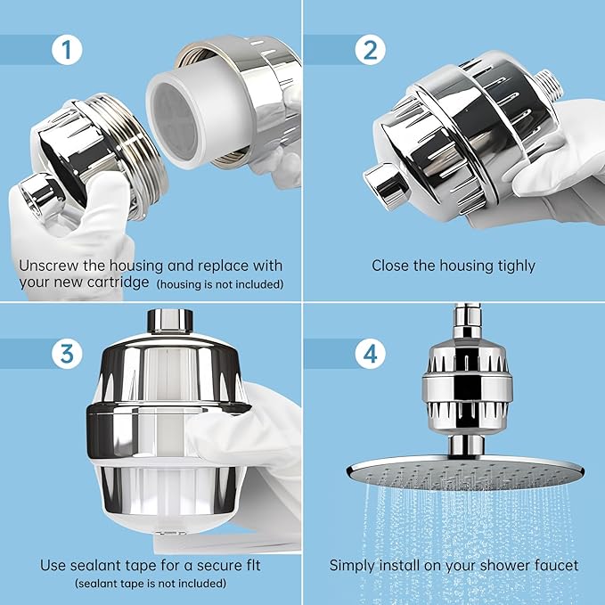 6 Pack Shower Filter Replacement Cartridge, 20 Stage Shower Filter Head for Hard Water, Universally Compatible With Any Similar Design, High Output Hard Water Filter Replacement Cartridge