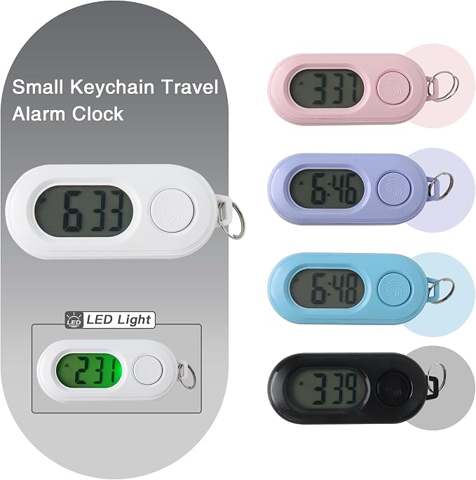 Small Glass Desk Whiteboard Dry-Erase Board with Clock, Small Travel Clock Keychain with Desk Notepad, Time Table Whiteboard for Desk Digital LED Light Display, 8x6 in with Accessories, Turquoise