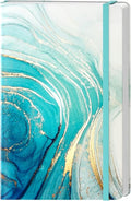 Lined Journal Notebook, Marble Hardcover, Medium 5.7 x 8.4 in, 160 Pages Thick Paper, Cute Aesthetic A5 College Ruled Notebook for Journaling Writing Work Office School Men Women, White Blue