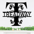 Personalized Metal Name Signs, Split Letter Monogram Wall Decor, Custom Last Name Sign, Family Name Sign for Outdoor, Personalized Wedding Gift, Garden Decor, Metal Wall Art, Housewarming Gift (MonogramDesign_4)