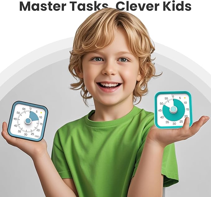 Visual Timer for Kids with Pause Function, 60 Minute Countdown Timer for Kids Desk Study, Teaching, Kitchen Cooking, Office Meetings, Time Management for ADHD (Black)