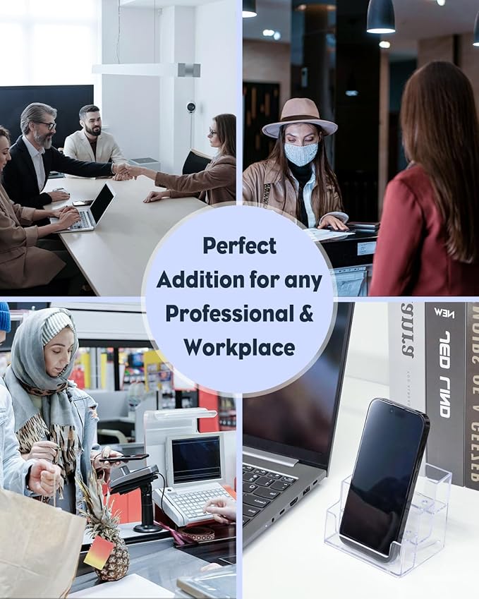 Uniclife Acrylic Business Card Holder for Desk 3 Slots Clear Business Card Display Stand for Men & Women Desktop Business Card Organizer Card Stand for Office Home Exhibition, 180 Card Capacity