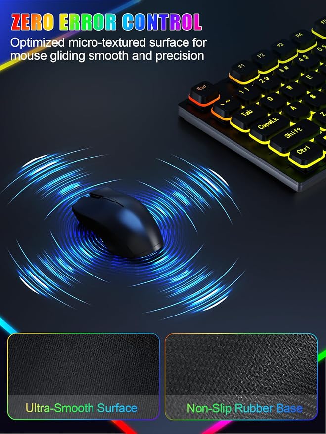 Mouse Pad with Foldable Phone Holder & Wireless Charger, XXL RGB Gaming Mousepad 31.5"x15.8" Large Desk Mat for Keyboard, Black Desk Pad with Dual Qi Charging Station | 11 Colors 5 Modes | Waterproof
