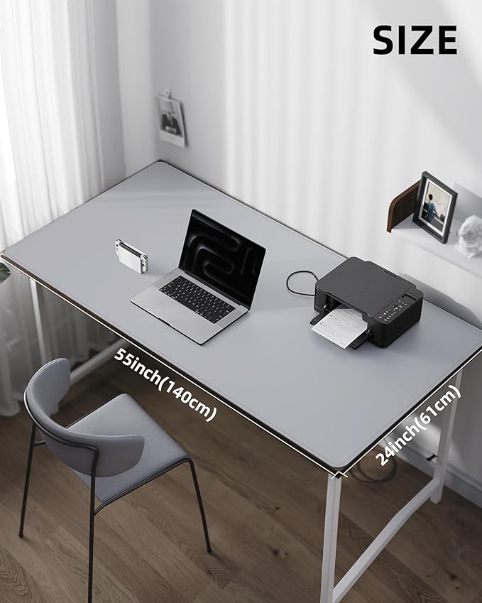 Large Desk Mat 55"x24" - Premium Non-Slip Desk Pad, Waterproof and Scratch-Resistant Office Desk Protector, Large Desk pad Workspace Mat for Home and Office(Light Grye)