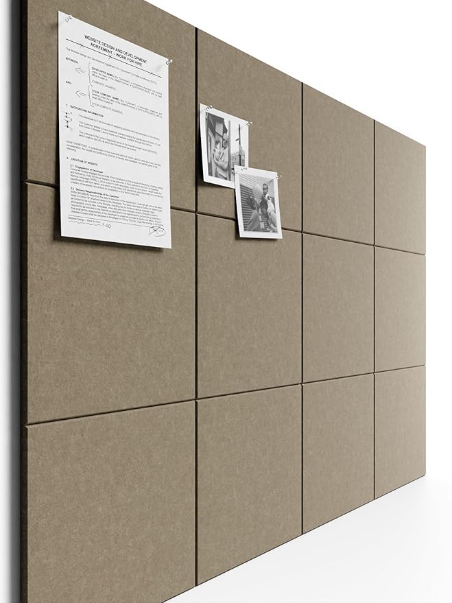 Bumusty Large Cork Board 47"x35" Alternative - 12 Pack Felt Wall Tiles with 70 Safe Removable Adhesive Tabs, 30 Pushpins, Cork Boards for Walls Pin Board Tack Board Cork Board (Dark Brown)