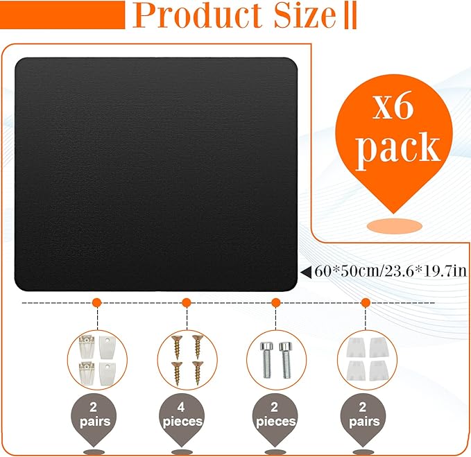 6 Pcs Desk Divider Privacy Panel 20 x 24 Clamp-on Acoustic Freestanding Desktop Partition Dividers with Aluminum Guard Clamps for Office Student Sound Proof Reducing Noise Visual Distractions(Black)