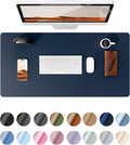 YSAGi Leather Desk Protector, Office Mat, Large Mouse Mat, Non-Slip PU Leather Blotter, Laptop Pad, Waterproof Writing Pad for Office and Home (Dark Blue, 31.5" x 15.8")