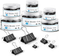 228 PCS Binder Clips Assorted Sizes, Extra Large Medium Small Mini and Micro, Metal Paper Binder Clip Black,Paper Clamps, 6 Sizes for Office Supplies, School and Home