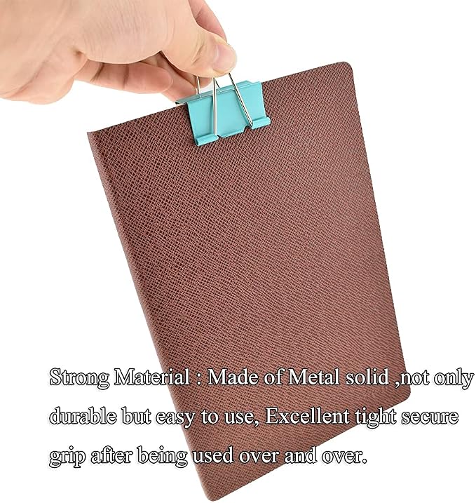 HAHIYO Binder Clips Paper Clamps Spring Steel Sturdy Large 1.57 inches Width 0.51 Inch Capacity No Sharp Edges Heavy Duty Tight Grip Reusable Color Metal Bright Finish for Home Office School 30 Pack