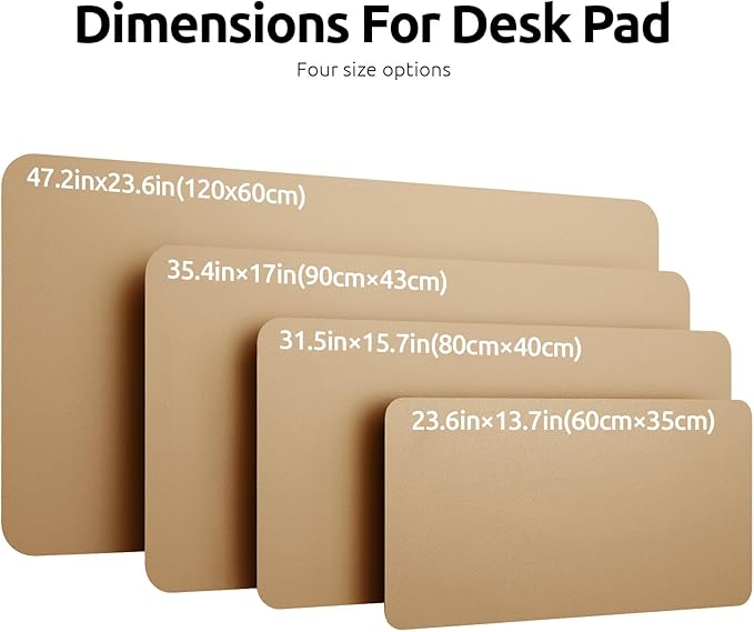 YSAGi Leather Desk Protector, Office Mat, Large Mouse Mat, Non-Slip PU Leather Blotter, Laptop Desk, Waterproof Writing Pad for Office and Home (Latte, 35.4" x 17")