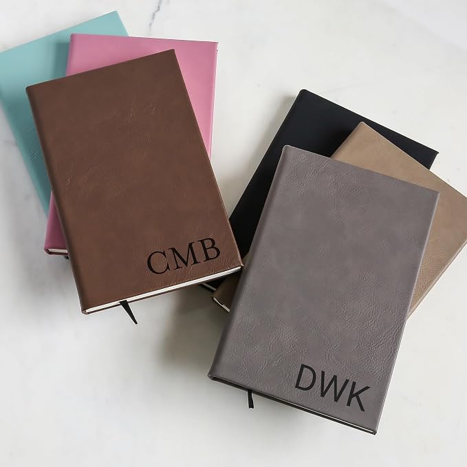 Lifetime Creations Custom Notebook Journal with Monogram (Dark Brown) - Personalized Journaling Notebook, Hard Cover Notepad, Gift for Employees, Travelers, Business Professionals