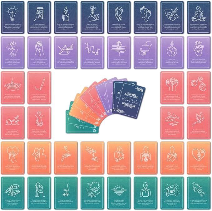 52 Mindfulness Cards, Stress and Anxiety Relief Mindfulness Tools, Therapy Games, Positive and Inspirational Gifts, Wellness and Meditation Tools, Affirmation Notes for Women and Men