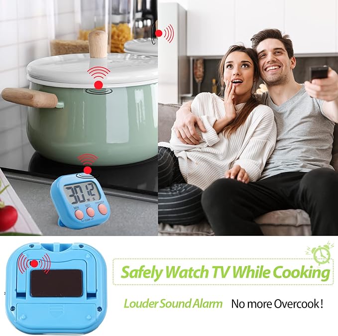 Weewooday 24 Pcs Digital Kitchen Timer Magnetic Timer Bulk On/Off Switch Minute Second Count up Countdown Loud Alarm for Exercise Cook Baking (Blue,Green)