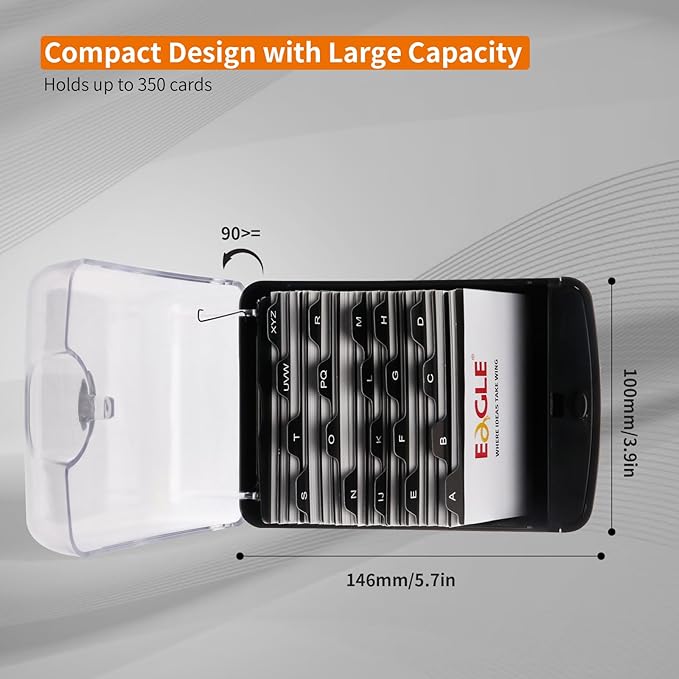 Eagle Business Card Box, Push-Button,Storage up to 350 Cards