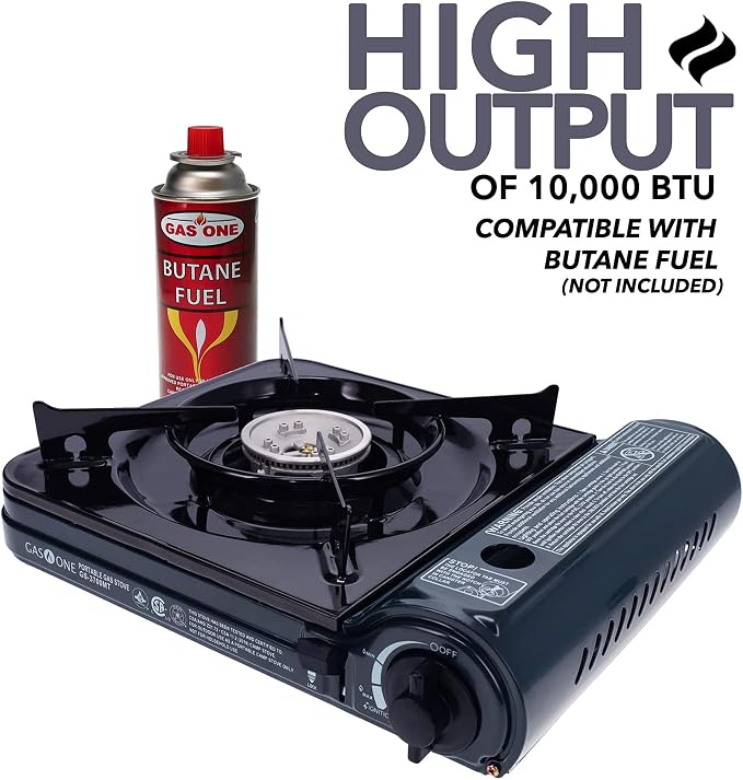GAS ONE NEW 10,000 BTU CSA List Portable Butane Gas Stove with Carrying Case CSA Listed- Midnight