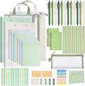 Colarr 54 Pcs Aesthetic College School Supplies Back to School Set,Green | 3 A5 + 3 B5 Lined Notebook, 12 Gel Pen, 12 Pencil, 12 Highlighter, Sticky Tabs, Folder Storage Bag, Journal Stationery Set
