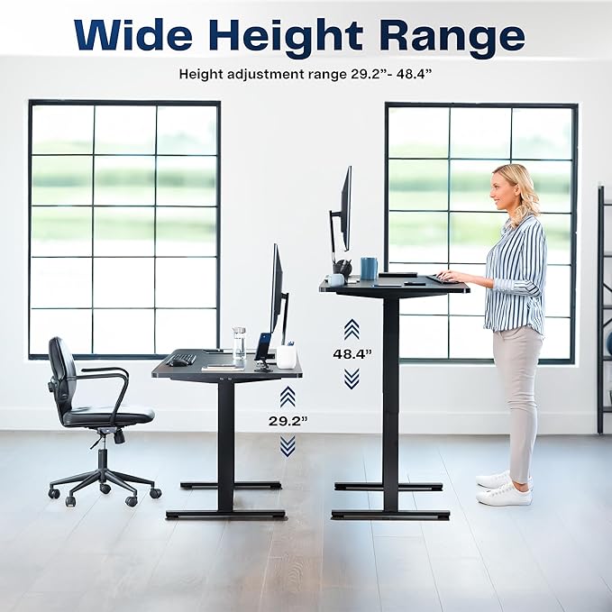 VIVO Electric 55 x 28 in Standing Desk, Memory Height Adjustment, 1B Series, Holds 220 lbs, One-Piece Dark Gray Top, Black Frame, DESK-KIT-1B55G