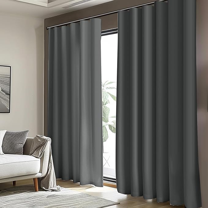 Cbsroro Room Divider Blackout Curtain Track Curtains Wall Dividers Panels Screen for Living Rooms Bedroom Office Privacy Partition Separation, W180 × L120 Inch,1 Panel, Grey