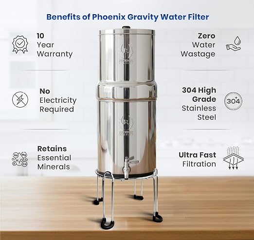 Phoenix Gravity 1.5G Water Filter System with Steel Stand & Carbon Filters