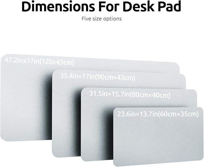 YSAGi Leather Desk Pad Protector, Office Desk Mat, Large Mouse Pad, Non-Slip PU Leather Desk Blotter, Laptop Desk Pad, Waterproof Desk Writing Pad for Office and Home (Silver, 47" x 17")