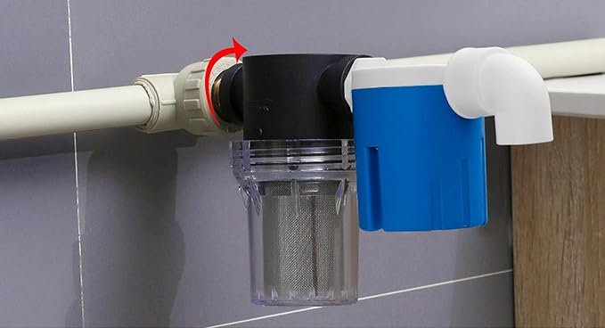 Water Filter, 1/2'' Female Twist-On Pipe Strainer | Nylon PA66 Cover, PC Bowl, 304 Stainless Screen, 40 and 80 Mesh