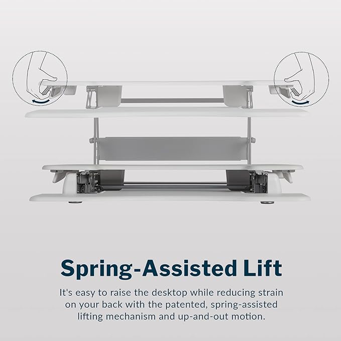 Vari Varidesk Pro Plus 36 Standing Desk Converter – 11 Height Settings + Spring Lift, 2 Tier Design, Keyboard Tray, Fits Desktops 36” Wide x 26.5" Deep – Delivers Fully Assembled (White)