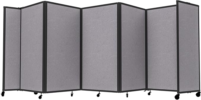 Versare Room Divider 360 Portable Wall Partition | Folding Panels | Large Freestanding Divider | Locking Wheels | Temporary Room Separator