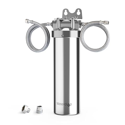 Waterdrop AMS08 Under Sink Water Filtration System, Reduces Chlorine | Reduces Heavy Metals, Bad Taste & Odor, Stainless Steel Under Counter Water Filter Connects Directly to Your Faucet