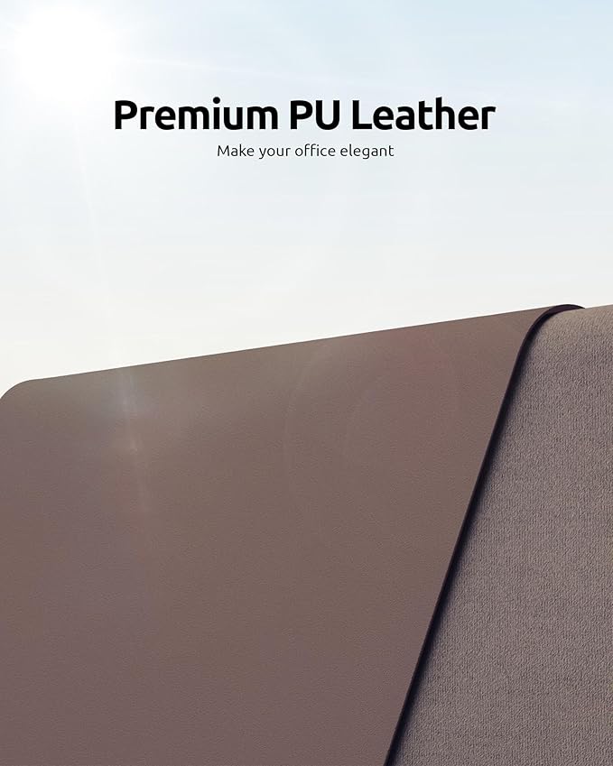 YSAGi Leather Desk Protector, Office Mat, Large Mouse Mat, Non-Slip PU Leather Blotter, Laptop Desk, Waterproof Writing Pad for Office and Home (Chocolate, 35.4" x 17")