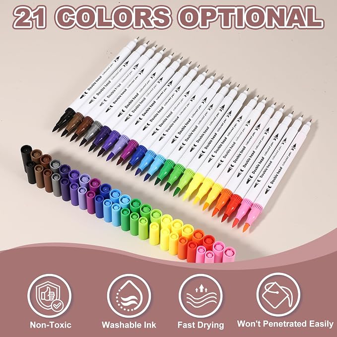 PATIKIL 12Pack Dual Brush Markers, Dark Blue Watercolor Fine and Brush Tips Pens Colored Marker Calligraphy Coloring Art Supplies Set for Coloring Book Illustration Sketching Journaling