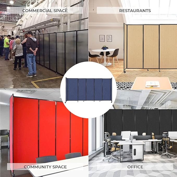 Versare Straightwall Sliding Portable Wall Partition | Freestanding Office Dividers | Locking Wheels | Temporary Room Separator | 15'6" Wide x 4' Tall Mocha Fabric Panels