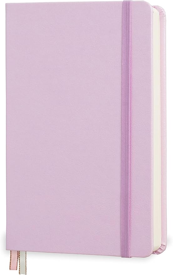 Minimalism Art, Premium Hard Cover Notebook Journal, Classic 5" x 8.3", 122 Numbered Pages, Gusseted Pocket, Ribbon Bookmark, Extra Thick Ink-Proof Paper 120gsm, San Francisco (Dotted, Pink)