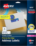 Avery Print-to-the-Edge Printable Address Labels, 0.75" x 2.25", Matte White, Sure Feed Technology, Laser & Inkjet Printable, 750 Blank Labels, Great for Mailing, Branding, and More (6870)