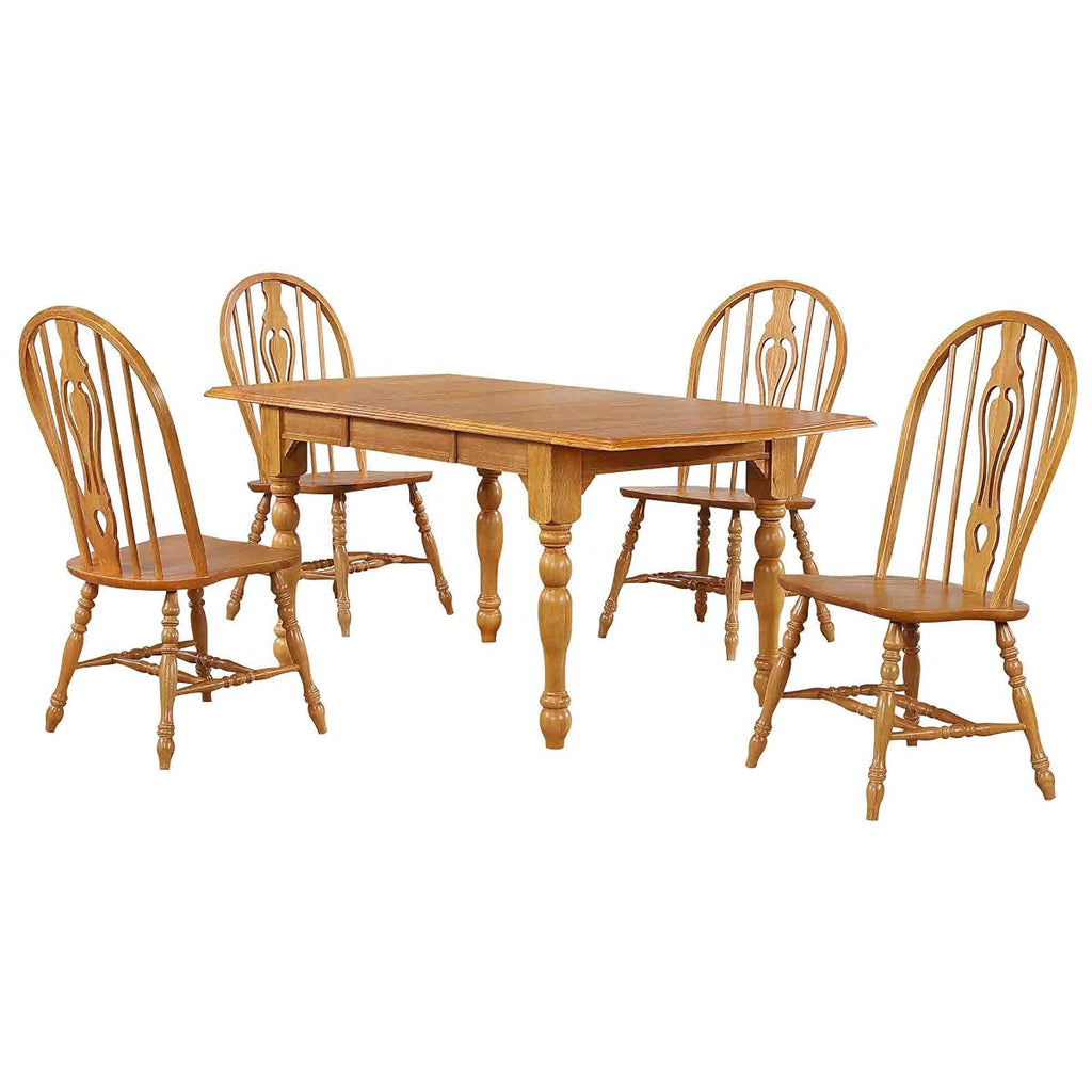 5 Piece Drop Leaf Extension Dining Set with Keyhole Chairs