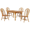 5 Piece Drop Leaf Extension Dining Set with Keyhole Chairs