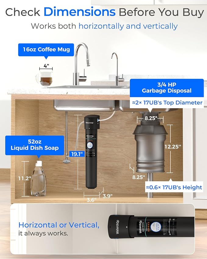 Waterdrop 17UB Under Sink Water Filter System with Dedicated Faucet | Under Sink Water Filtration System, NSF/ANSI 42 Certified, Reduces PFAS, PFOA/PFOS, Lead, Under Sink Water Filter, 3 Years