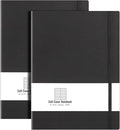 AHGXG B5 College Ruled Notebook Softcover Journals(2-Pack) Large Composition Notebook 7.6 x 10 inch with Thick 100gsm Lined Paper, Total 408 Numbered Pages, Black Black | 2 Pack, for Men & Women, Journaling, Writing, Work & Office, Leather Hardcove (Bl...