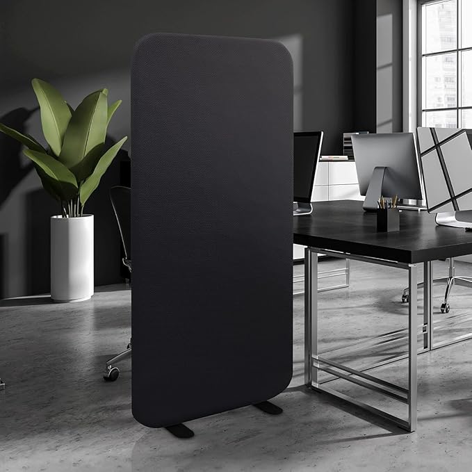 DECOLAB Room Partition Panel, Freestanding Portable Privacy Cubicle Partition for Offices, Classroom, Studio, Healthcare, Workspace, Scratch Resistance, 29"x65" Midnight