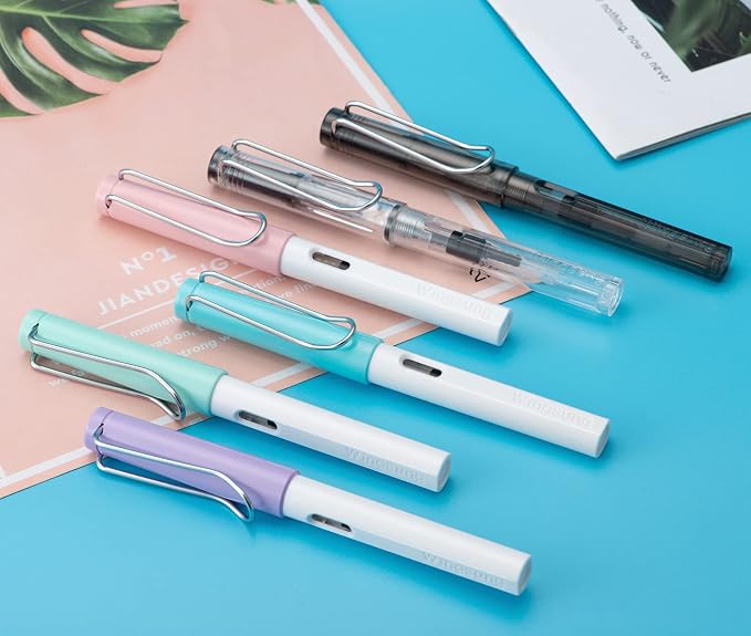 Lanxivi Calligraphy Fountain Pen Set, 6 Assorted Tip Sizes and Color for Art Drawing and Writing Signature
